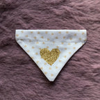 White & Latte Love Hearts Dog Bandana - Slim Opening