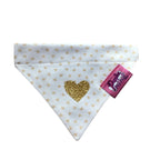 White & Latte Love Hearts Dog Bandana - Slim Opening