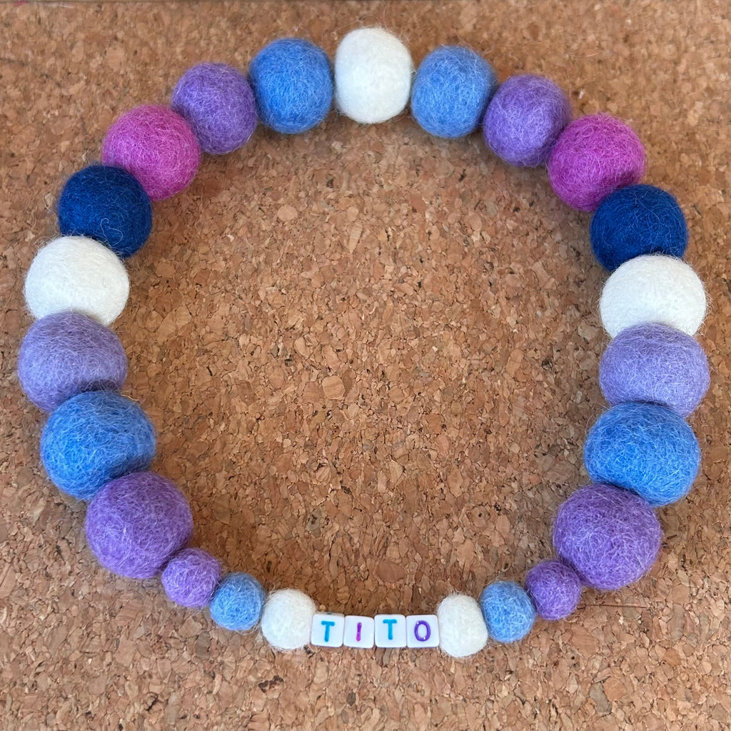Personalised Pom Pom Dog Collar - Lavender Blue