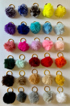 Mixed colours - Mini PomPom Keyrings - (without clips)