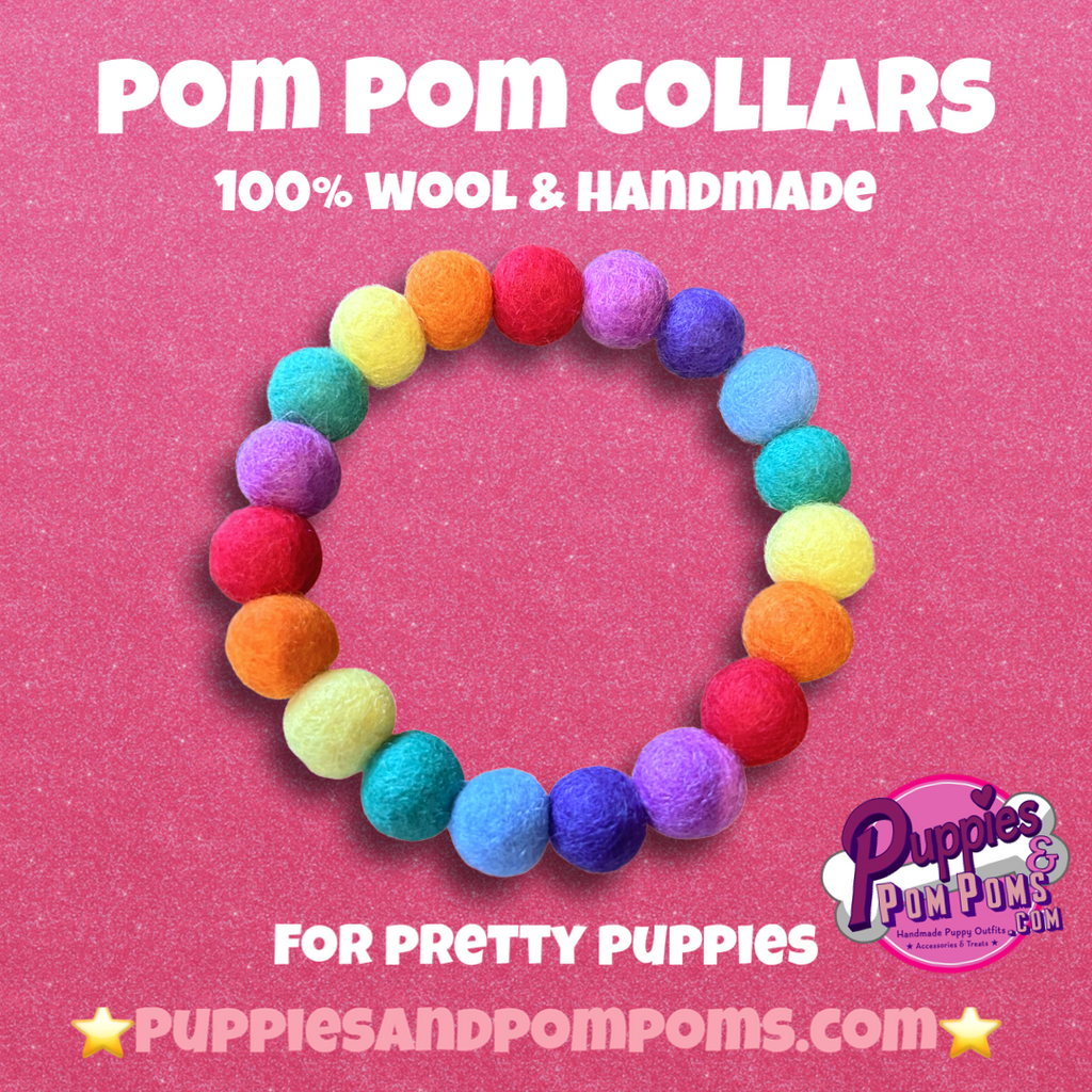 Collar para perro con pompones personalizados - Bolas de 2 cm arcoíris brillantes