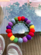 Pom Pom Bracelet - Rainbow - Small Balls