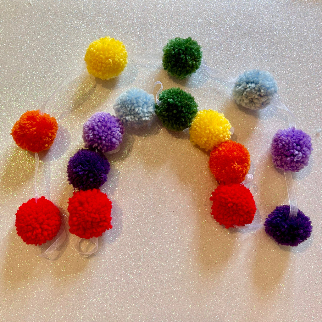Pom Pom Garland - Rainbow Traditional Wool