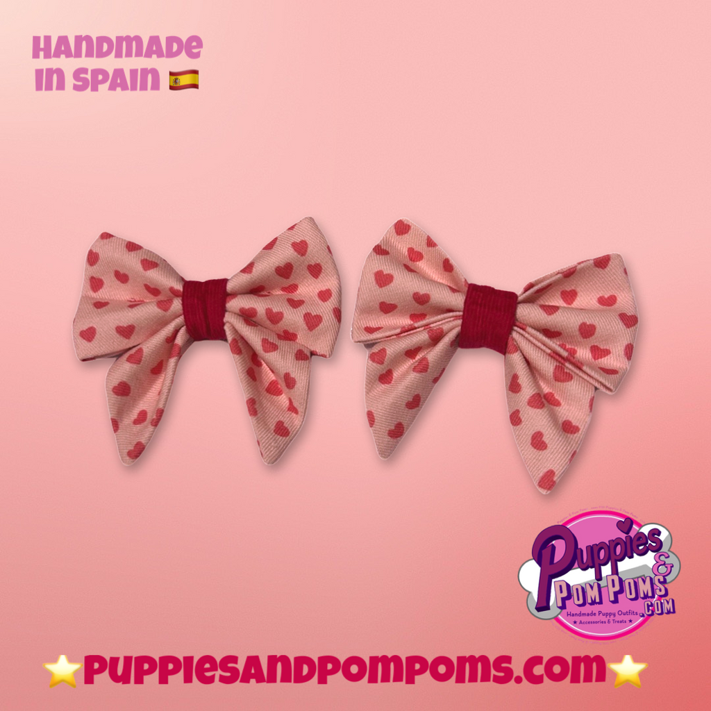 Sweet Heart Love - Handmade Dog Sailer Bow Tie - Small