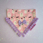 Cute Pink Ghosts! Halloween Pompom Dog Bandana