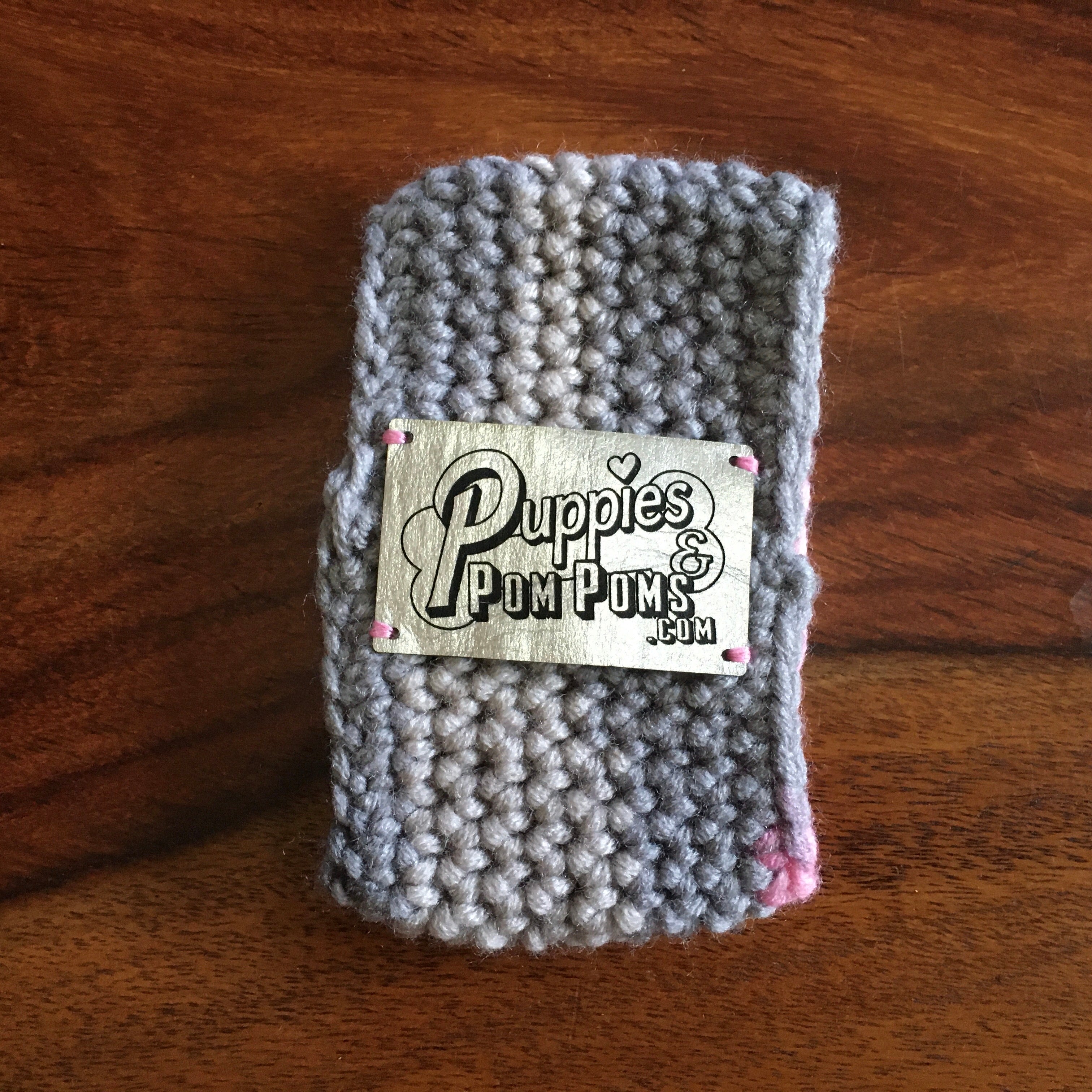 Rainbow Chic Pink/Grey Crochet Dog Snood / Buff