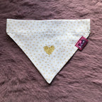 White & Latte Love Hearts Dog Bandana - Slim Opening