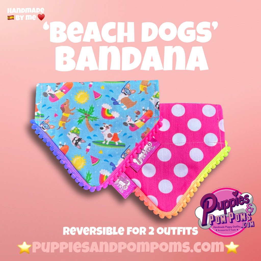 Handmade Beach Dogs Polka Dot Dog Bandana - Slide On