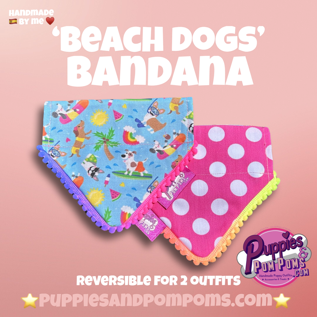 Handmade Beach Dogs Polka Dot Dog Bandana - Slide On