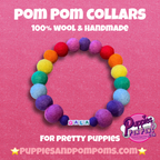 Collar para perro con pompones personalizados - Bolas de 2 cm arcoíris brillantes