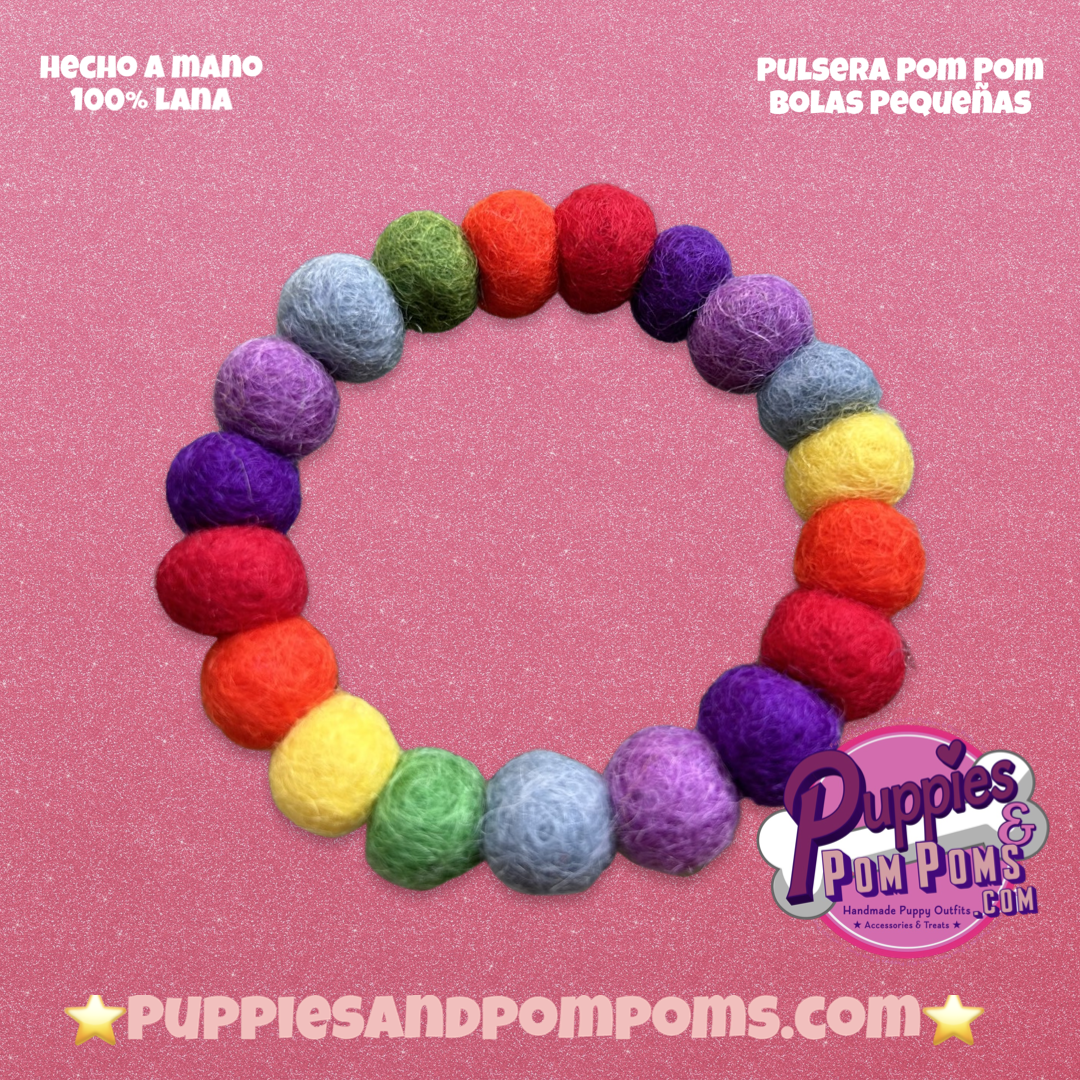 Pom Pom Bracelet - Rainbow - Small Balls