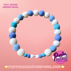 Personalised Pom Pom Dog Collar - Baby Blues / Cornish Blues
