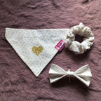 White & Latte Love Hearts Dog Bandana - Slim Opening
