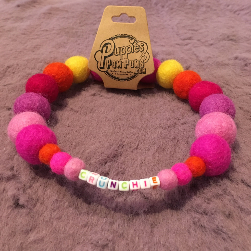 Pink - Personalised Pom Pom Dog Collar