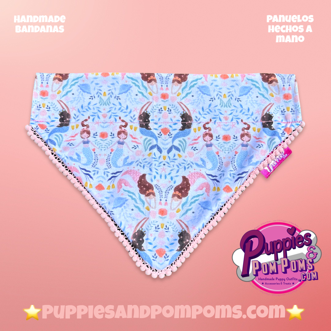 Handmade Mermaids Polka Dot Dog Bandana - Slide On