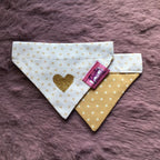White & Latte Love Hearts Dog Bandana - Slim Opening