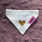 White & Latte Love Hearts Dog Bandana - Slim Opening