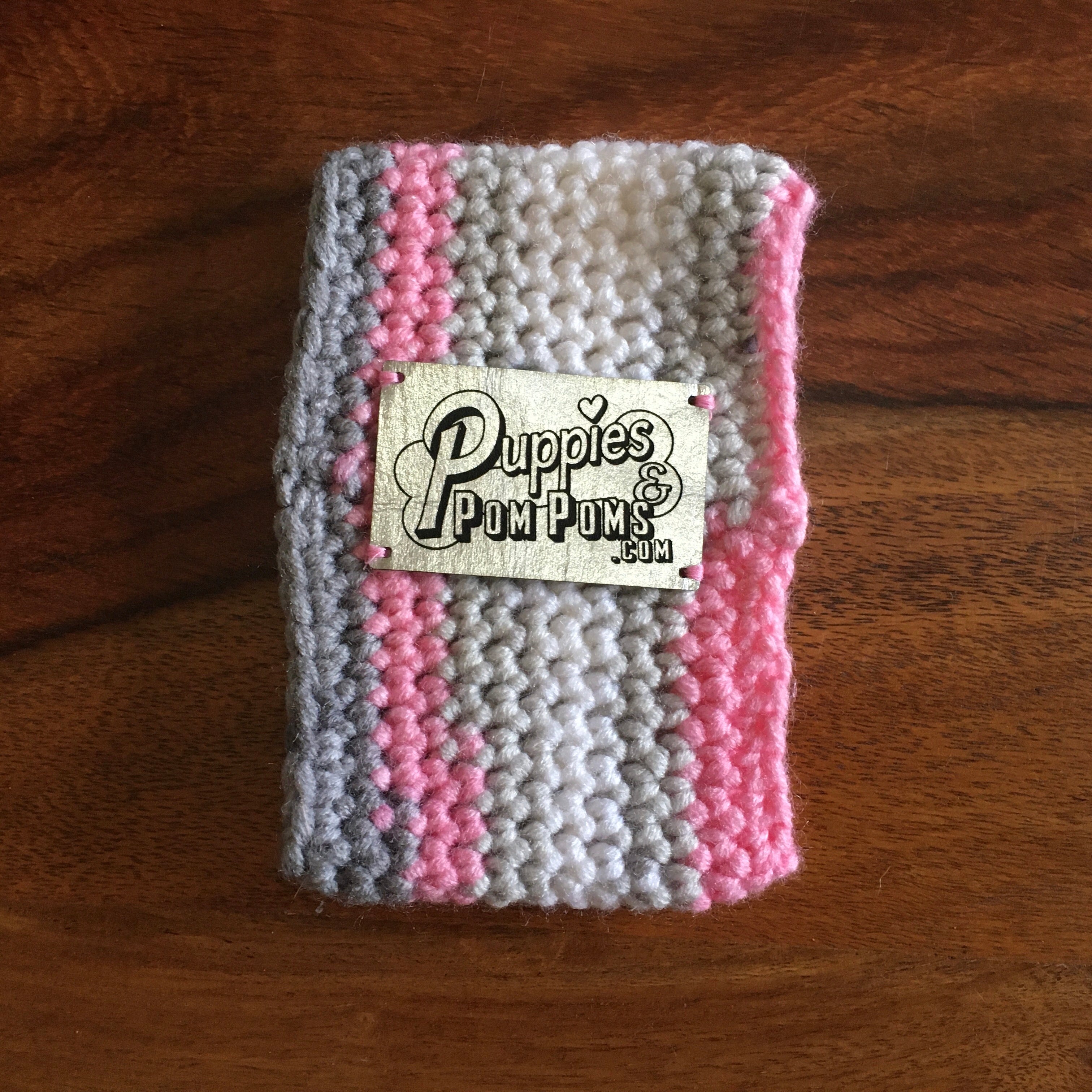 Rainbow Chic Pink/Grey Crochet Dog Snood / Buff