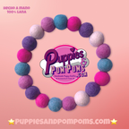 Pink, Blue & Purple Mix - Personalised Pom Pom Dog Collar