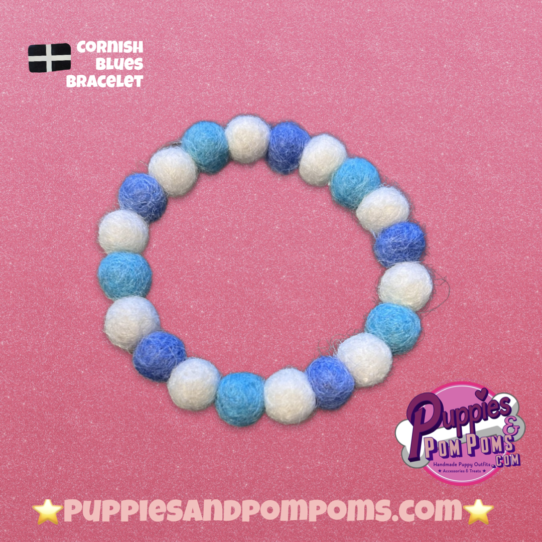 Pom Pom Bracelet - Cornish Blues / Baby Blues - Small Balls