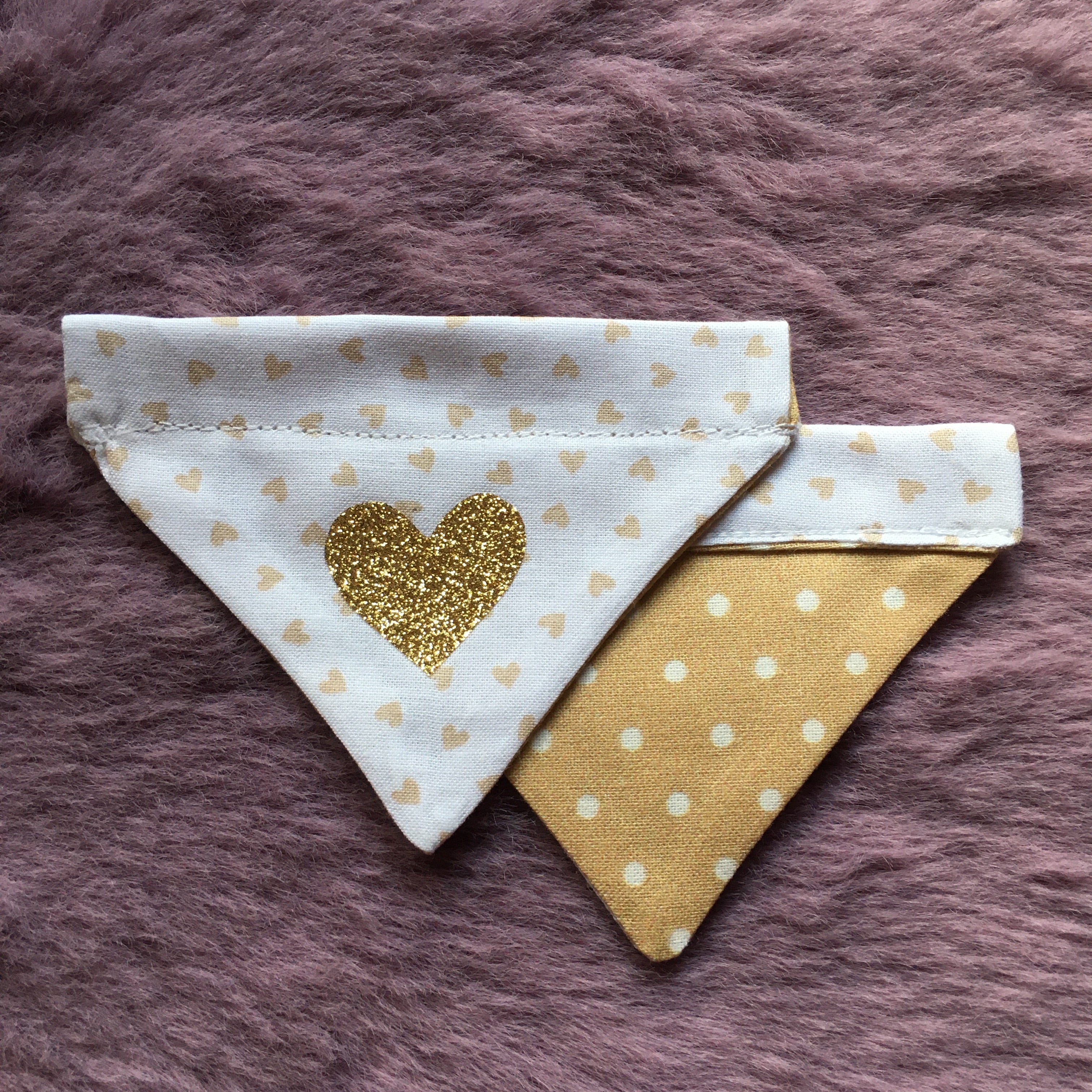 White & Latte Love Hearts Dog Bandana - Slim Opening