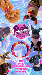 Pink - Personalised Pom Pom Dog Collar