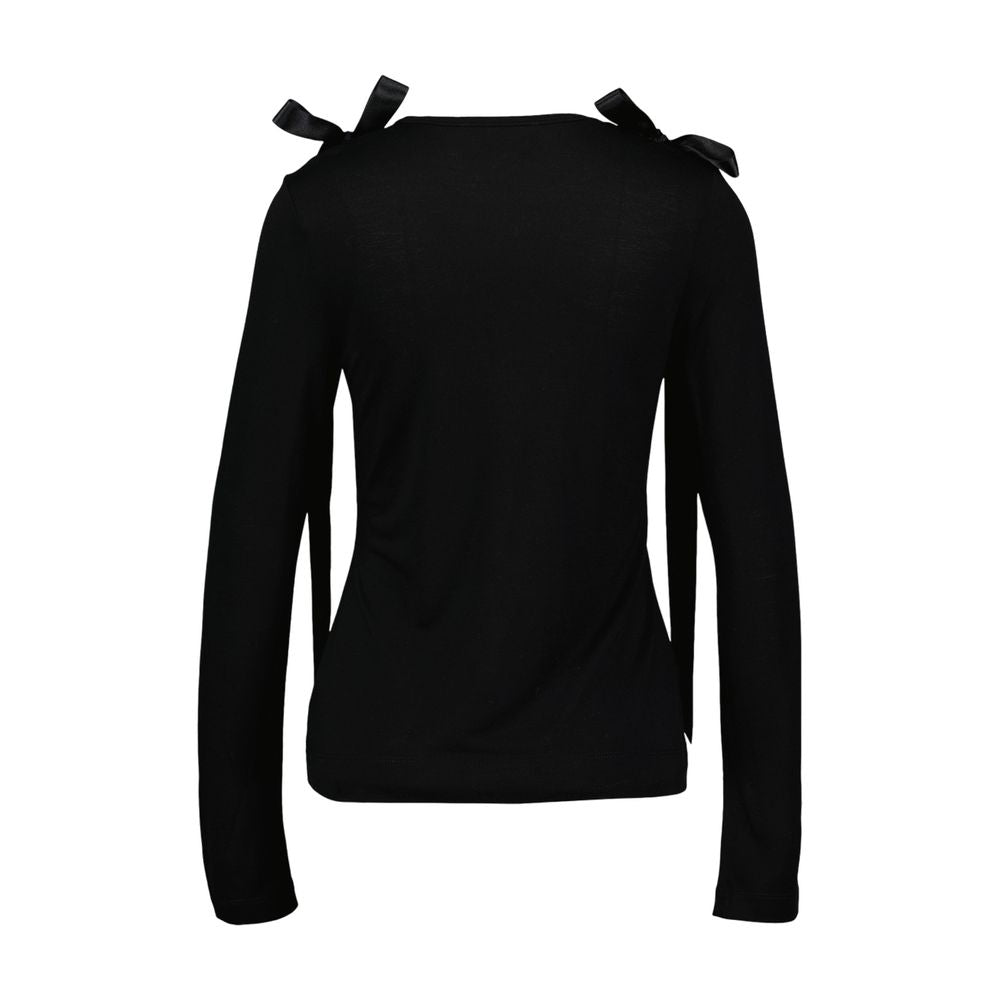 Simone Rocha Bow-Tie Shoulder T-Shirt — Black
