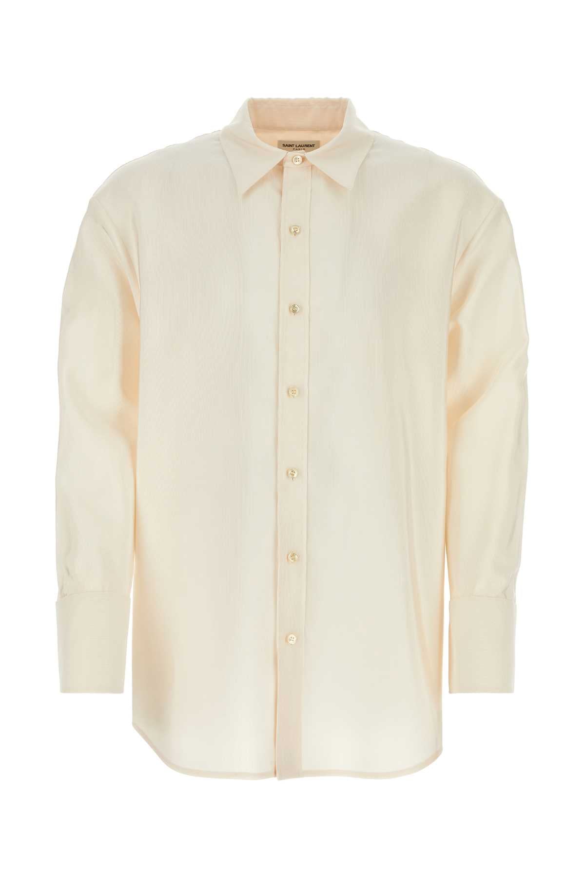 Saint Laurent Acetate-Wool Blend Shirt — Beige