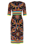 Dolce & Gabbana Sicilian Print Silk Dress — Black
