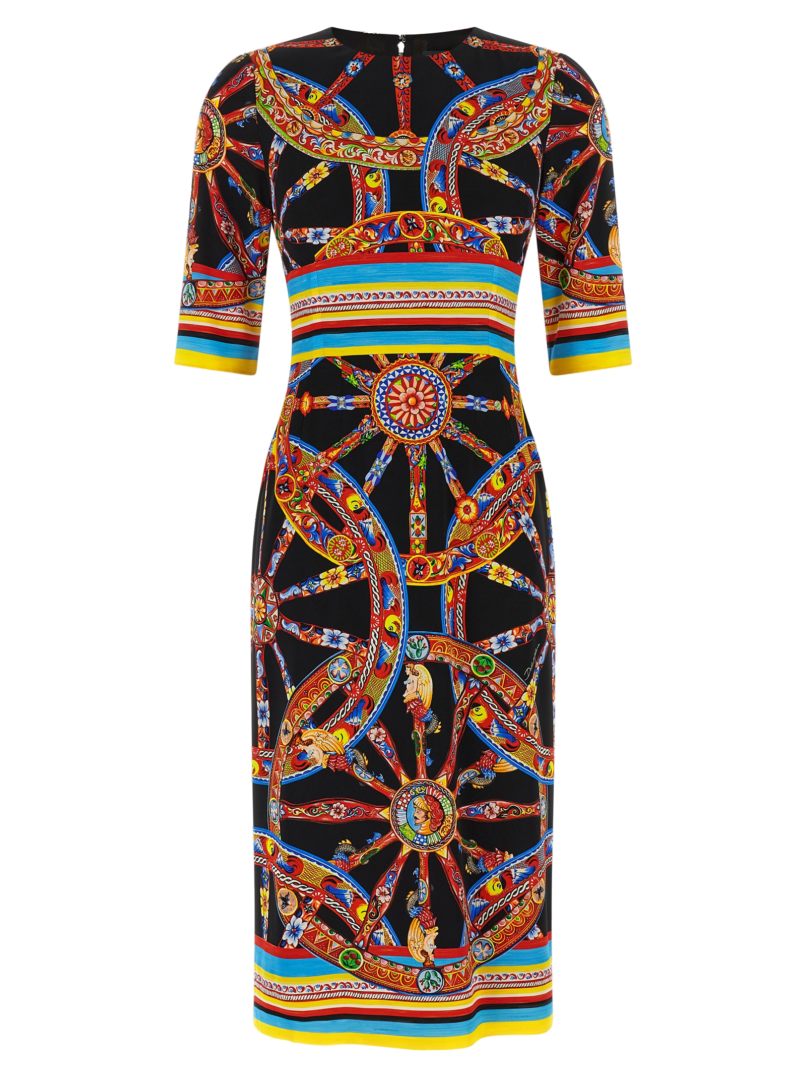 Dolce & Gabbana Sicilian Print Silk Dress — Black