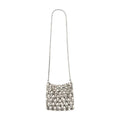 Self-Portrait Crystal-Embellished Synthetic Crossbody Bag — Silver