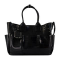 Ganni Croc-Embossed Calfskin Tote Bag — Black