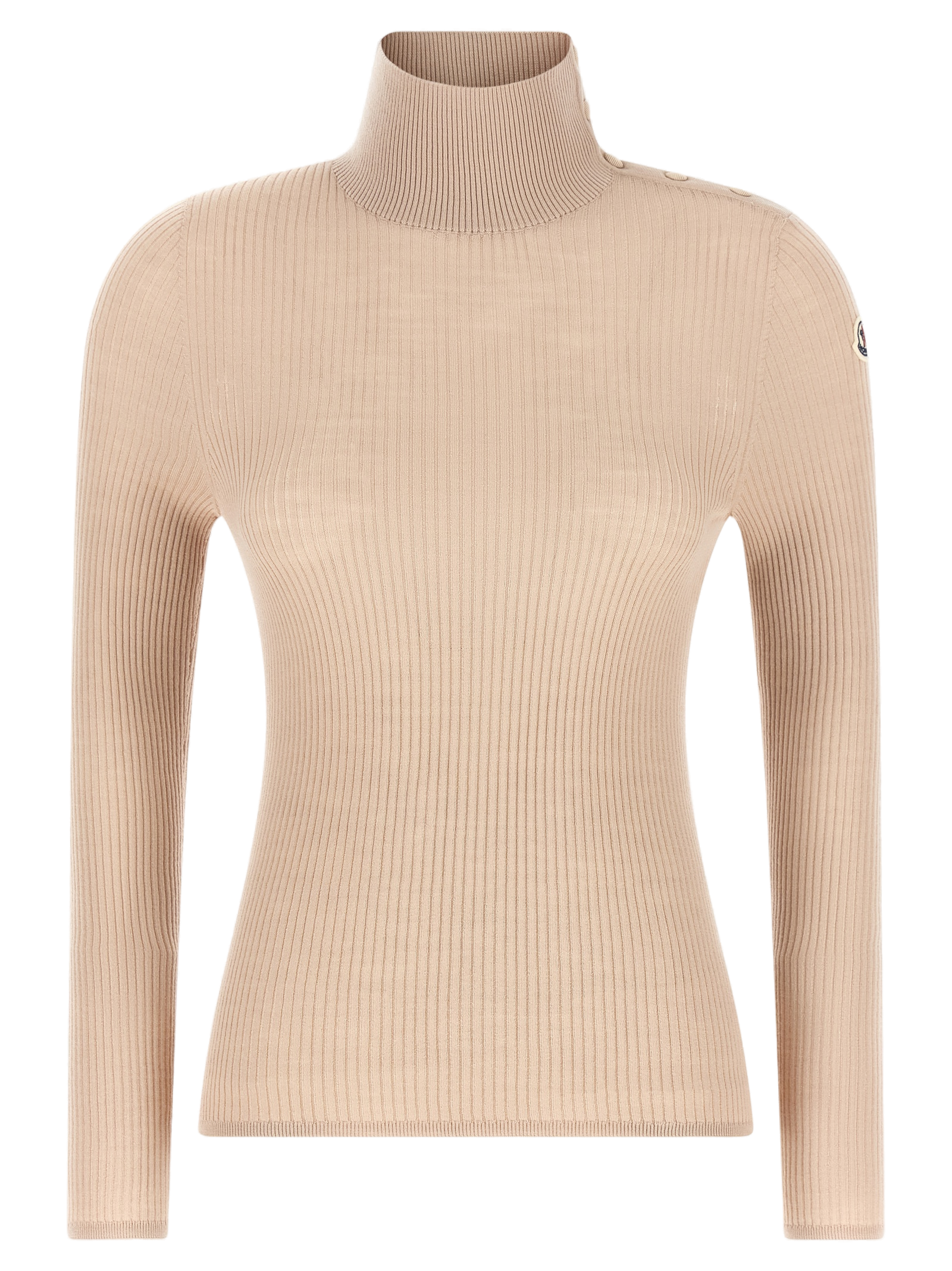 Moncler Ribbed Virgin Wool Turtleneck — Beige