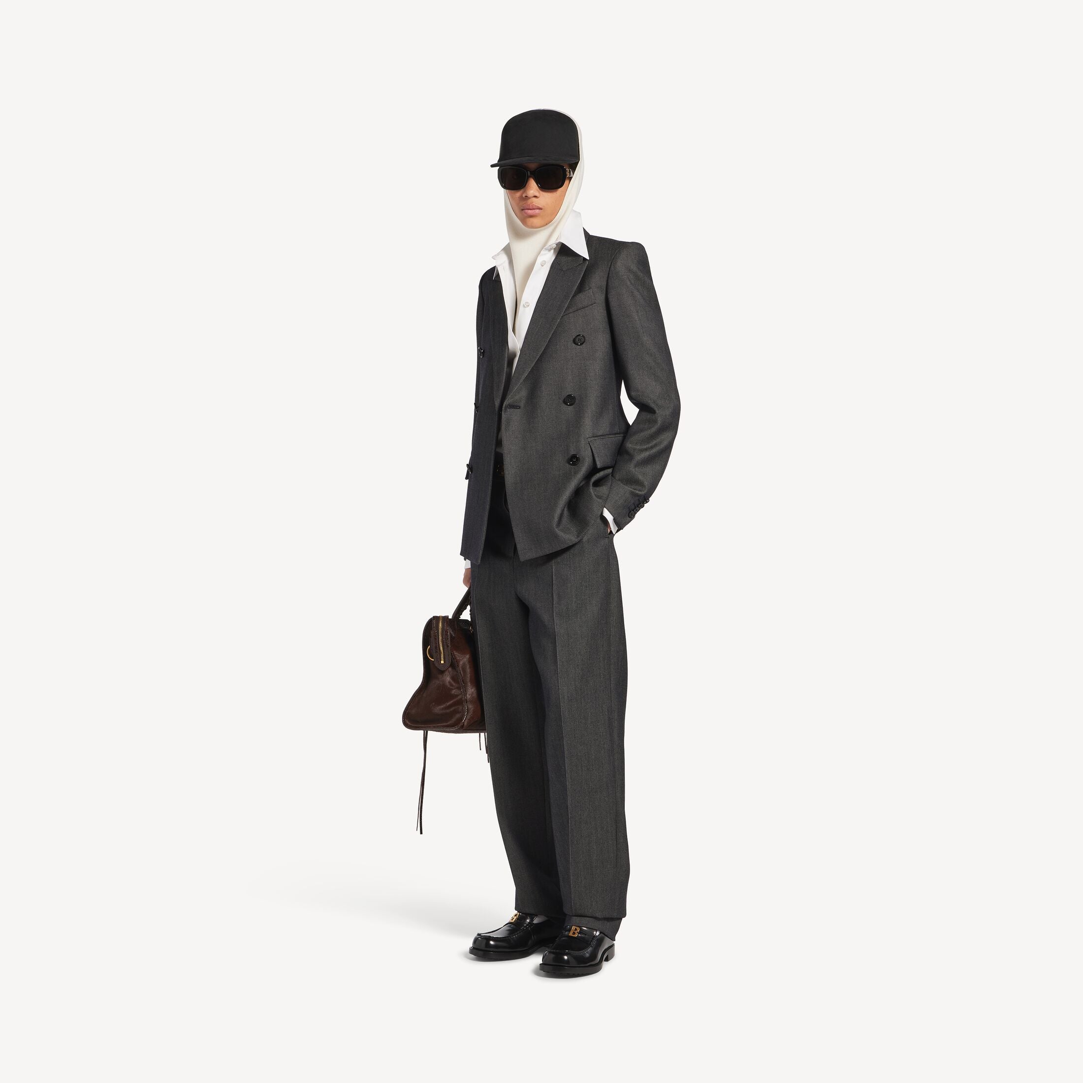 Balenciaga Tailored High-Waisted Straight-Leg Trousers — Navy