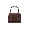 Love Moschino Logo-Embellished Polyurethane Top Handle Bag — Brown