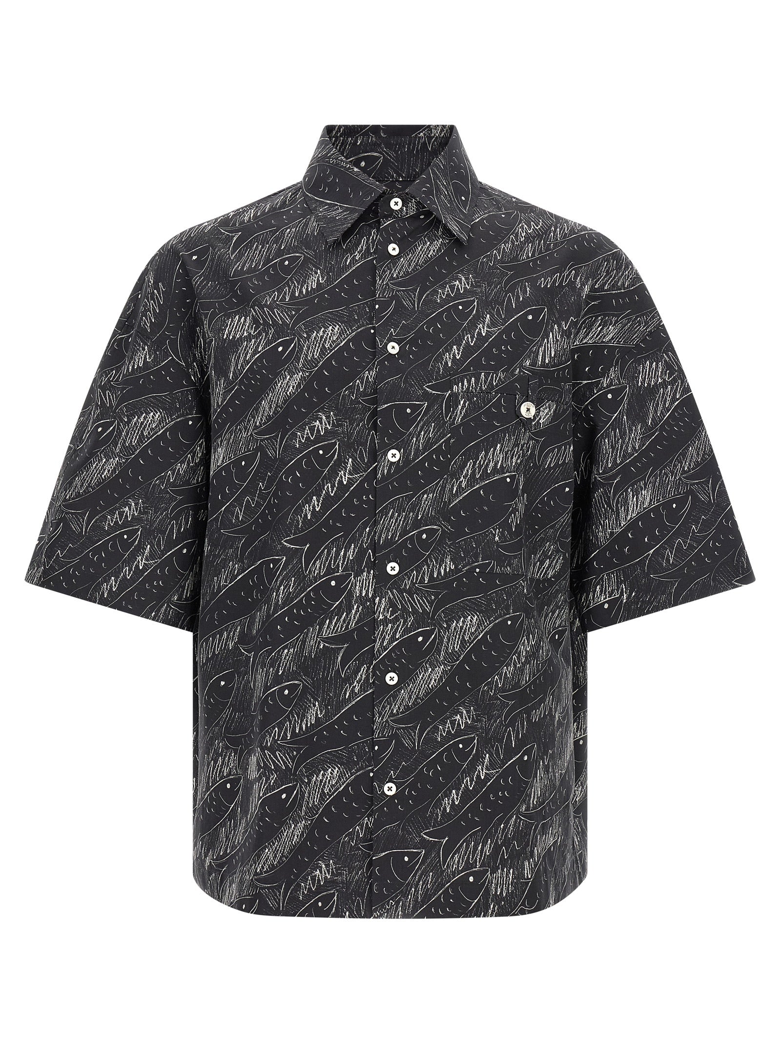 Jacquemus Marine-Print Cotton Shirt — Black