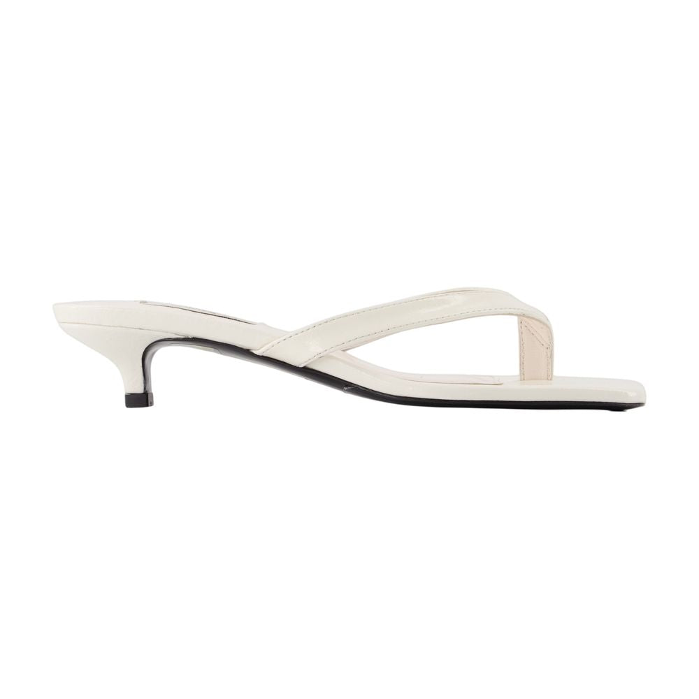 Toteme Calfskin Leather Kitten Heel Heel Sandal — White