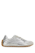 Bottega Veneta Metallic Leather Sneaker — Silver