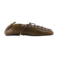 Ganni Lace-Up Crinkle Synthetic Ballet Flat — Brown