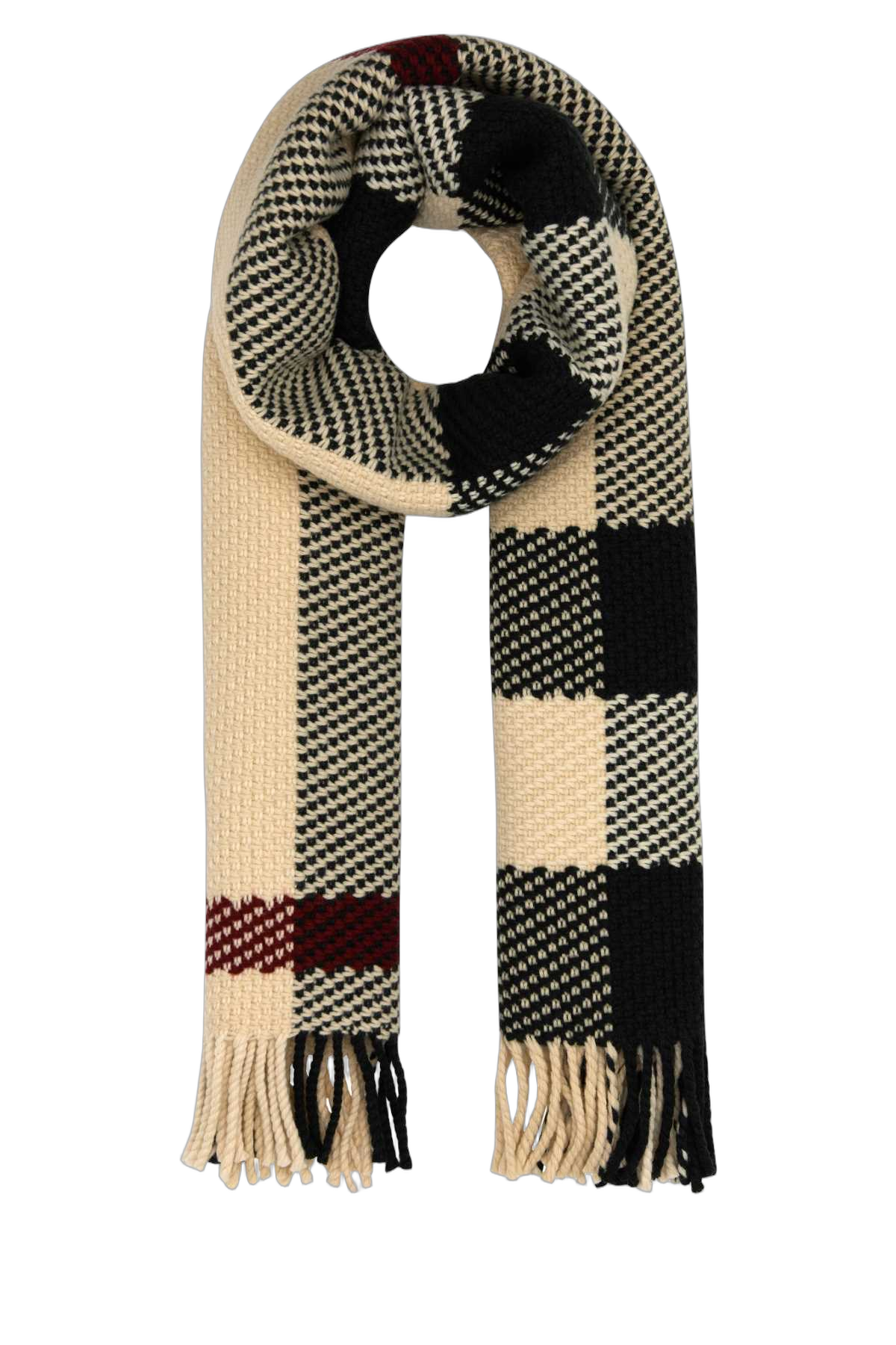 Burberry Check Wool Scarf — Beige