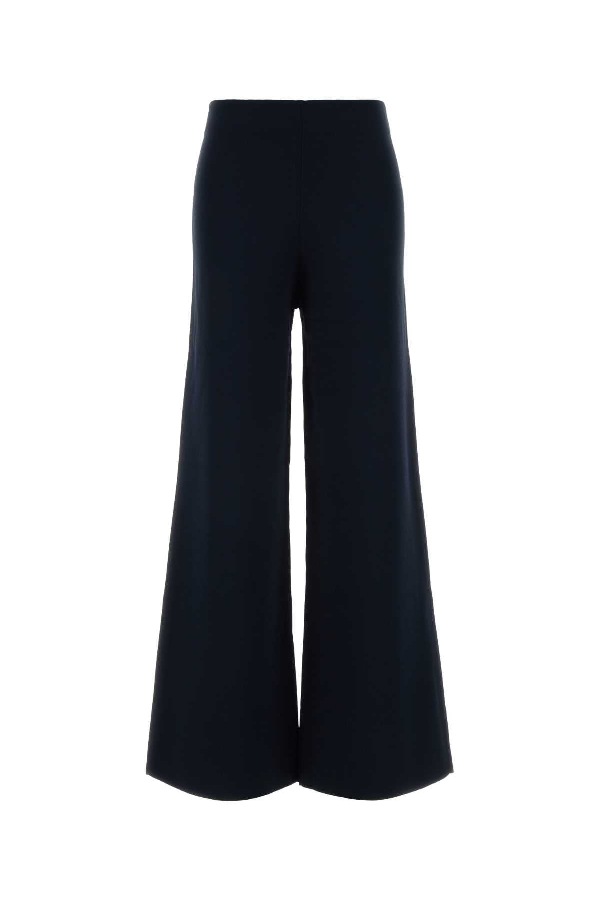 Max Mara Wide-Leg Viscose Nylon Trousers — Navy