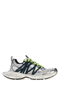 Balenciaga Mixed-Material Lace-Up Sneaker — Gray