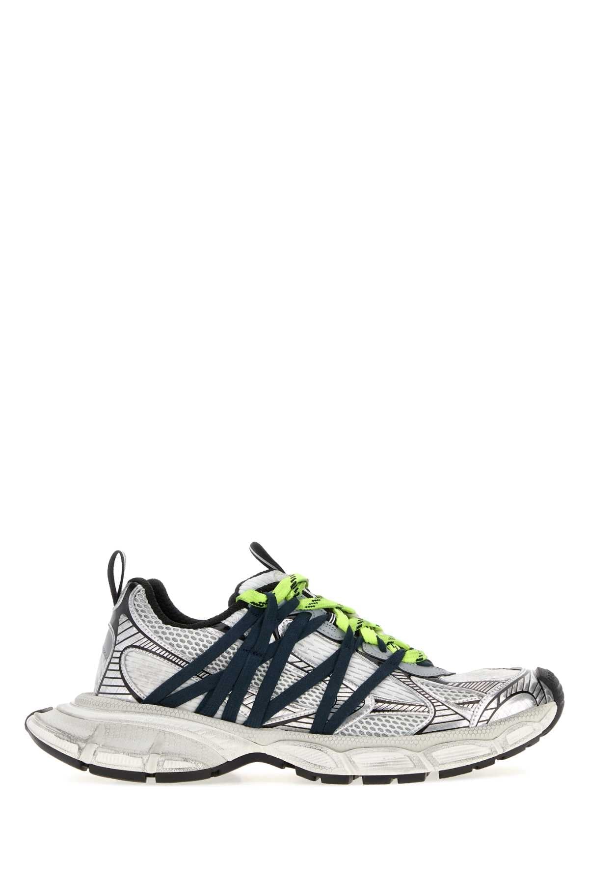 Balenciaga Mixed-Material Lace-Up Sneaker — Gray