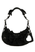 Balenciaga Ruched Viscosa Shoulder Bag — Black
