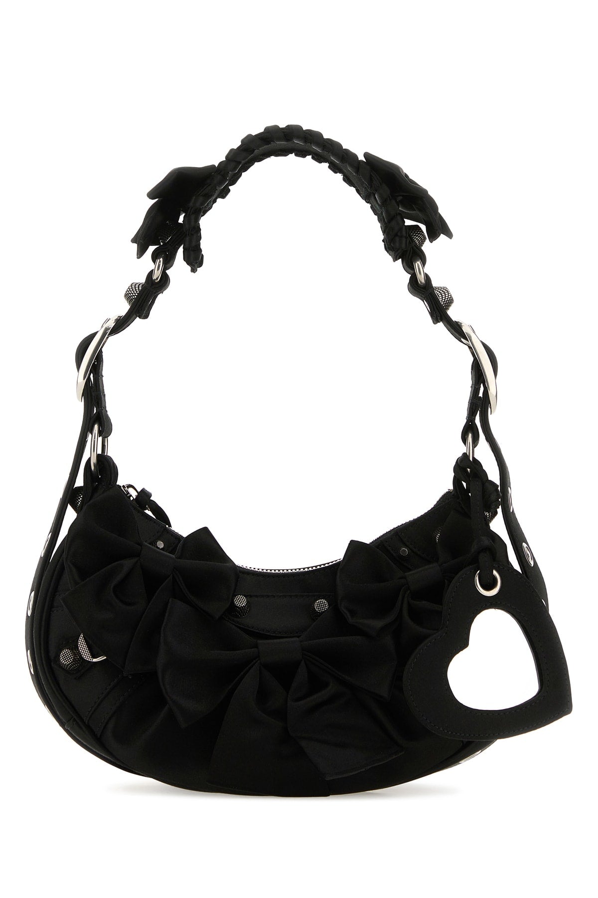 Balenciaga Ruched Viscosa Shoulder Bag — Black