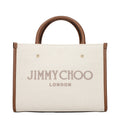 Jimmy Choo Logo Canvas Tote Bag — Beige