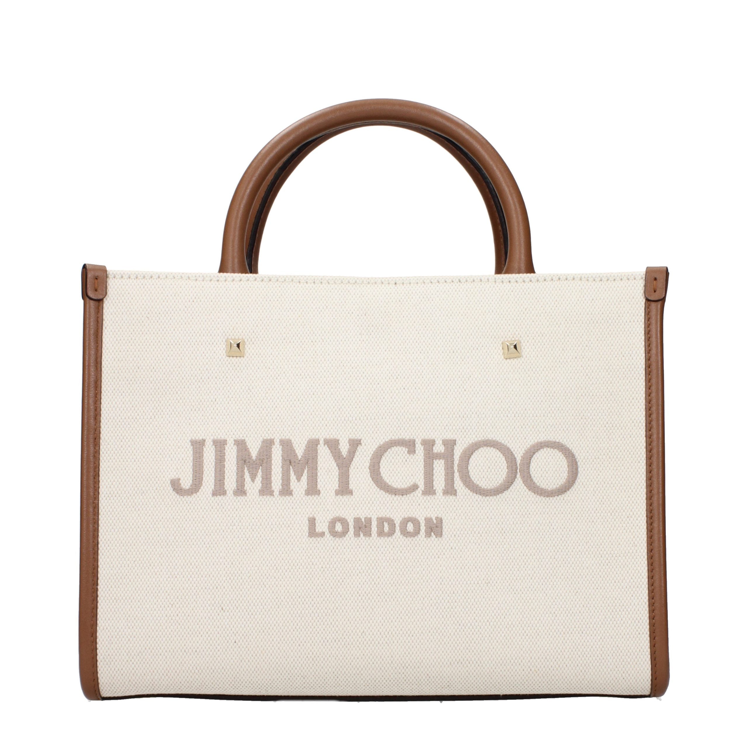 Jimmy Choo Logo Canvas Tote Bag — Beige
