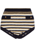 Valentino Striped Lurex Mini Shorts — Navy