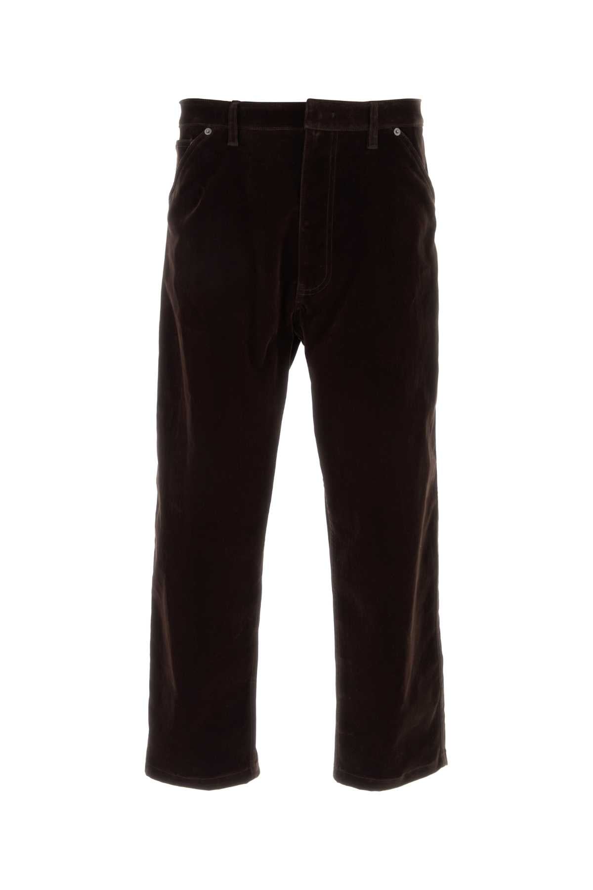 Prada Velvet Cotton Trousers — Brown