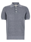 Brunello Cucinelli Linen-Cotton Blend Polo Shirt — Gray